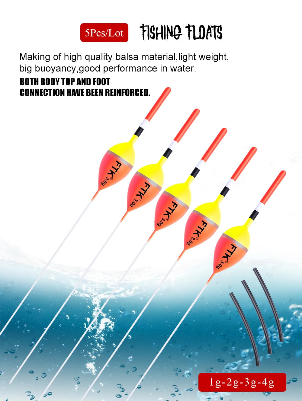 FTK 5pcs/pack Fishing Float Size1g-4g 18cm-22.5cm Barguzinsky Fir Floats Vertical Buoy Fishing Float Bobber Fishing Tackle Pesca Mapêche.com