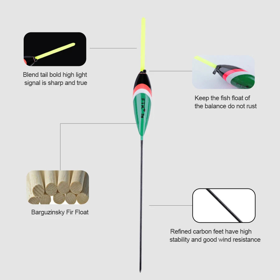 FTK 10pcs Fishing Float Bobber Mix 1g-5g Wood Float Set Barguzinsky Fir Float Buoy Bobber Stopper Fishing Float Fishing Tackle Mapêche.com