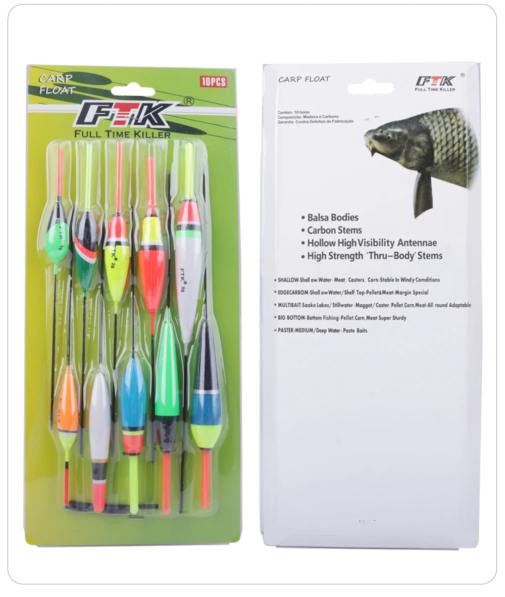 FTK 10pcs Fishing Float Bobber Mix 1g-5g Wood Float Set Barguzinsky Fir Float Buoy Bobber Stopper Fishing Float Fishing Tackle Mapêche.com