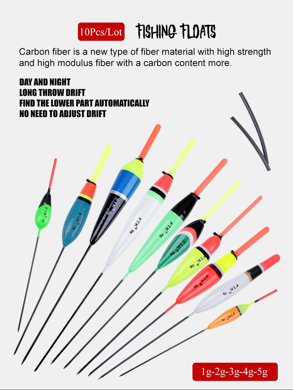 FTK 10pcs Fishing Float Bobber Mix 1g-5g Wood Float Set Barguzinsky Fir Float Buoy Bobber Stopper Fishing Float Fishing Tackle Mapêche.com