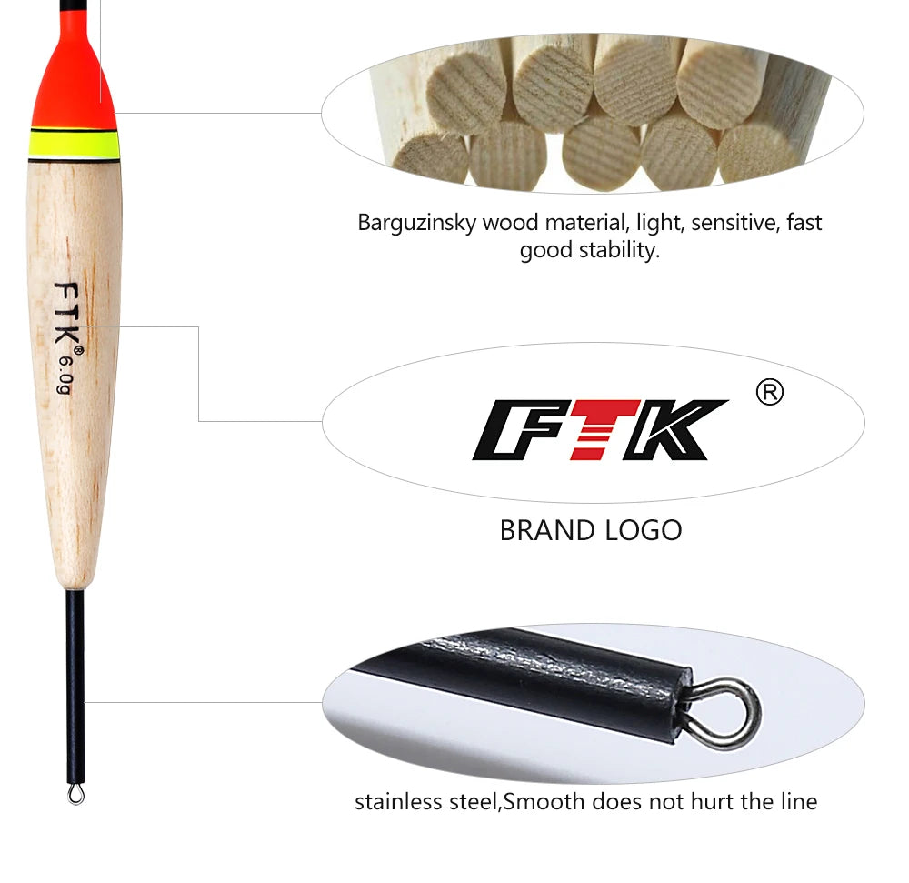 FTK Barguzinsky Fir Light On The Dark 5Pcs/Lot Fishing Float Length 19-23cm Float Weight 2g-6g For Carp Fishing Mapêche.com