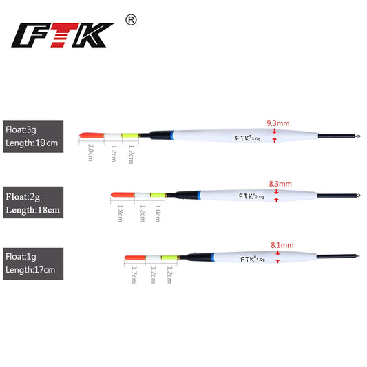 FTK 5PCS 1g 2g 3g Barguzinsky Fir Float Fishing Length 17cm-20.5cm Carp Fishing Float Vertical Buoy Float Fishing Accessories Mapêche.com