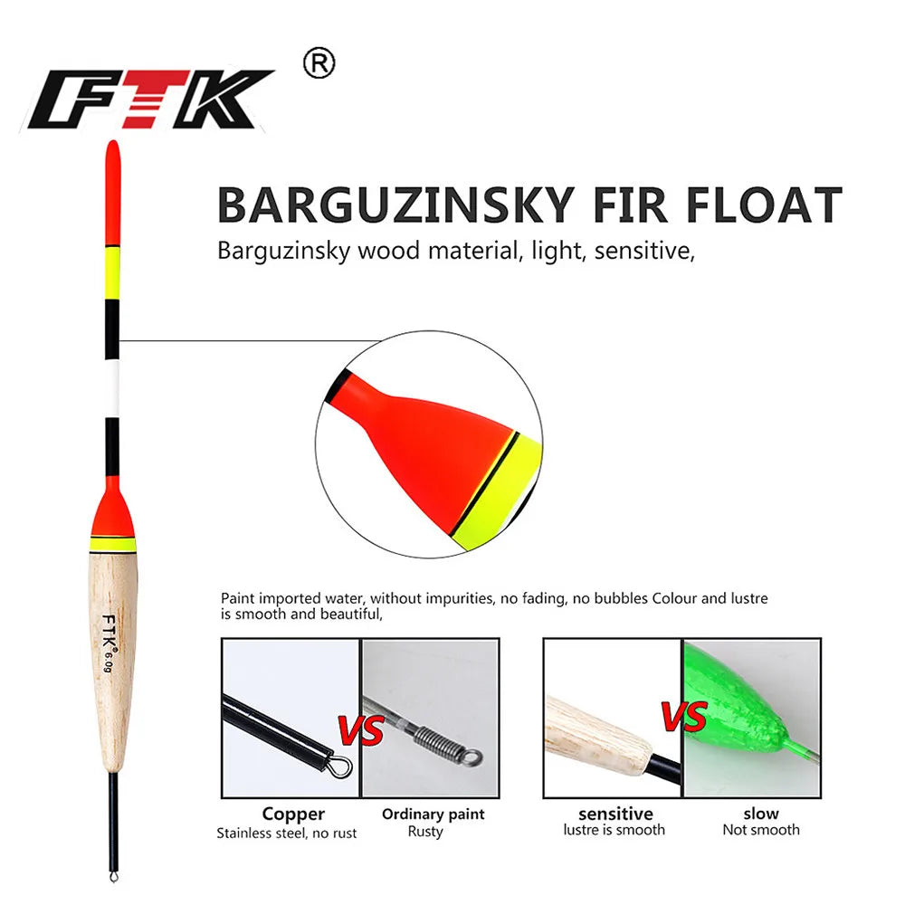 FTK Barguzinsky Fir Light On The Dark 5Pcs/Lot Fishing Float Length 19-23cm Float Weight 2g-6g For Carp Fishing Mapêche.com