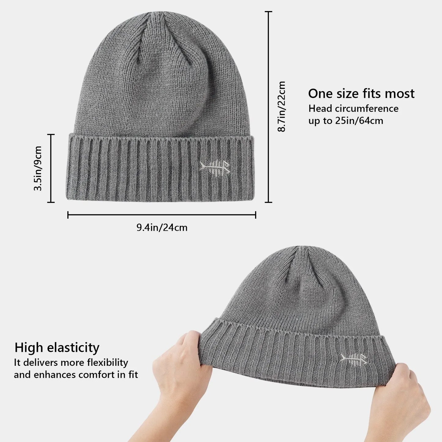 Bonnet d'hiver BASSDASH avec doublure polaire, épais et chaud, coupe extensible