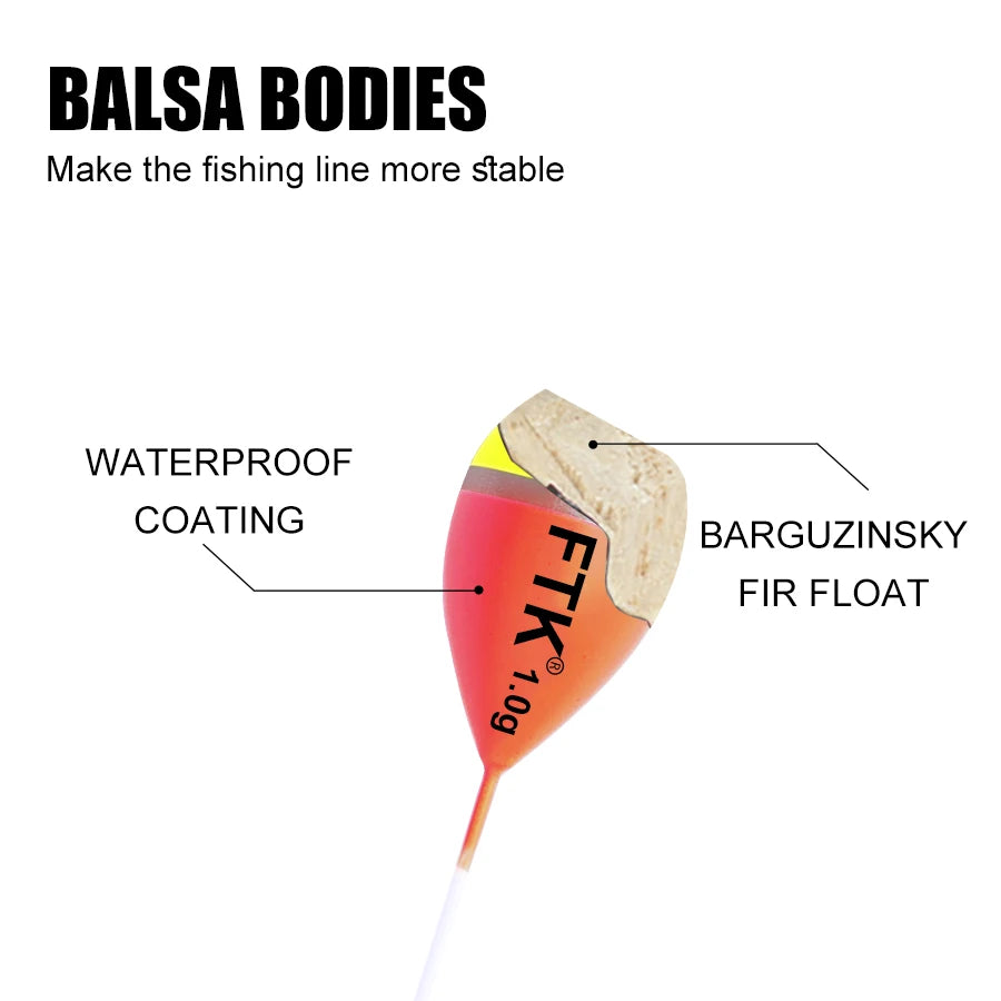 FTK 5pcs/pack Fishing Float Size1g-4g 18cm-22.5cm Barguzinsky Fir Floats Vertical Buoy Fishing Float Bobber Fishing Tackle Pesca Mapêche.com